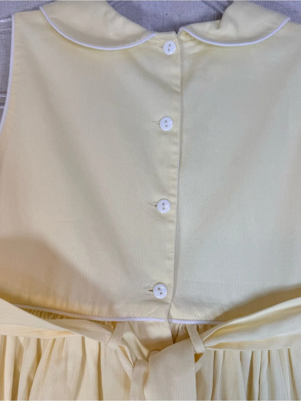 Strasburg Children Yellow Cotton Heirloom Dress Hand Embroidered Floral Collar